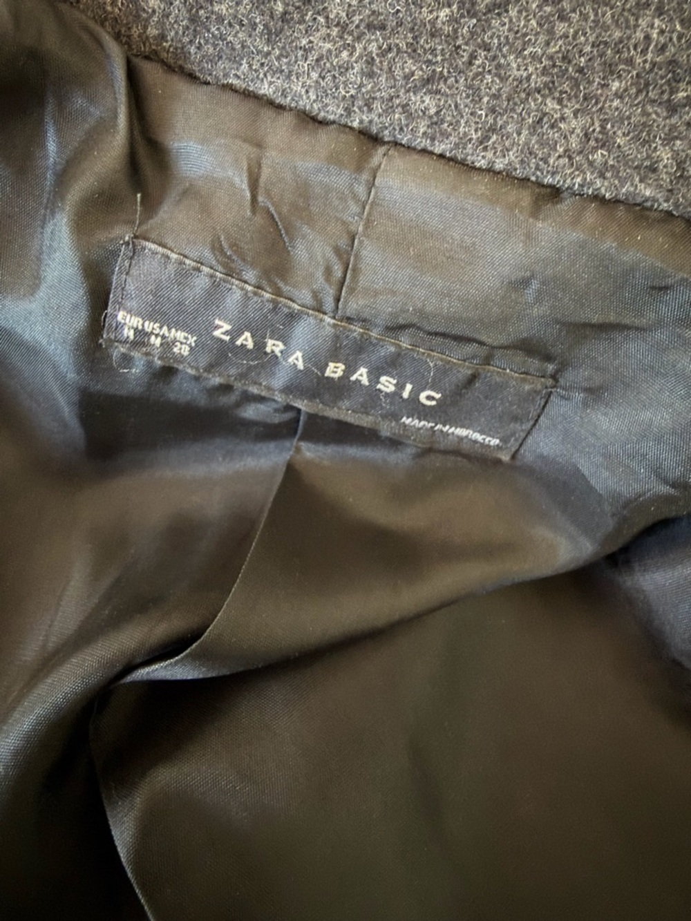 Zara Gray Double-Breasted Belted Pea Coat - Picture 5 of 6